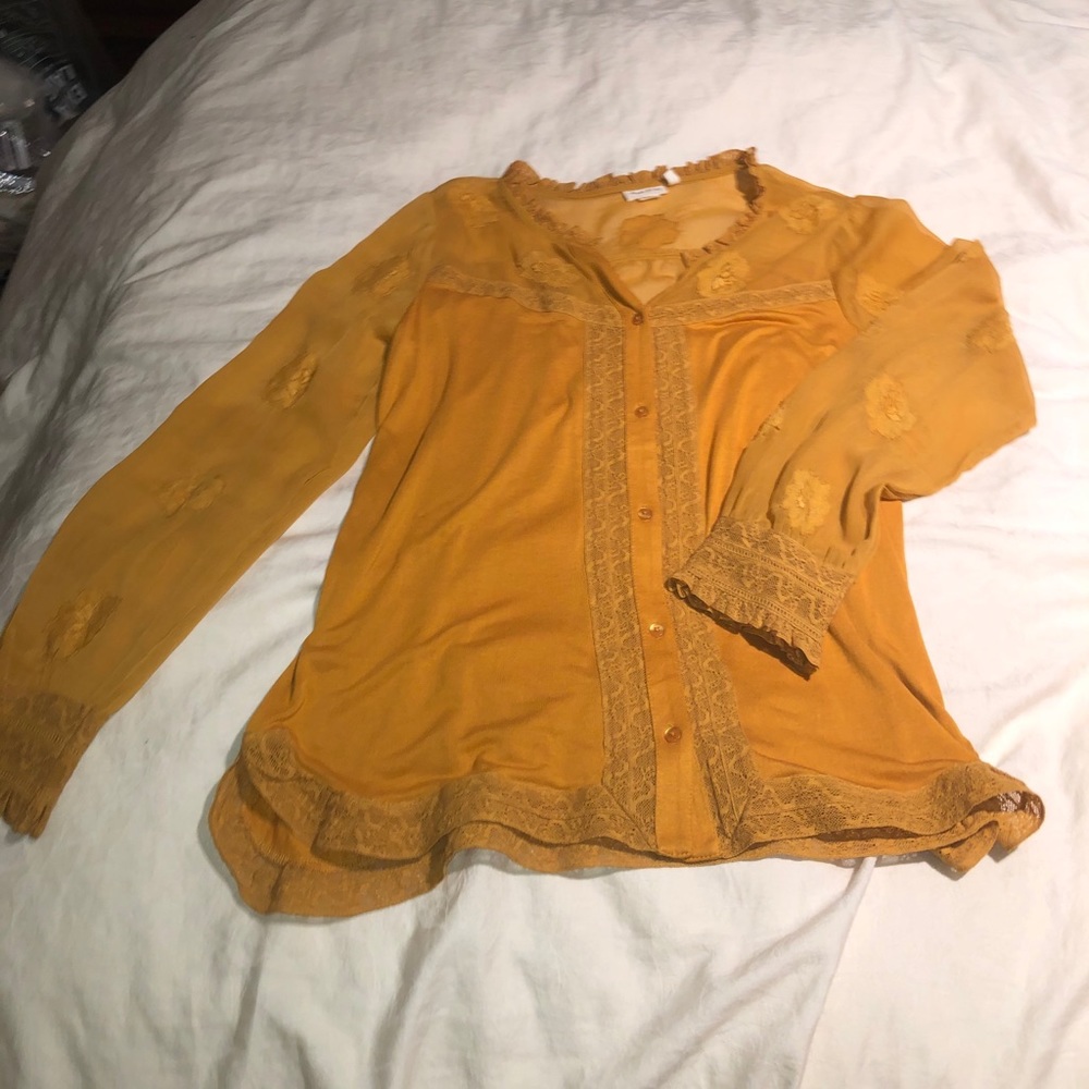 Yellow floral print blouse